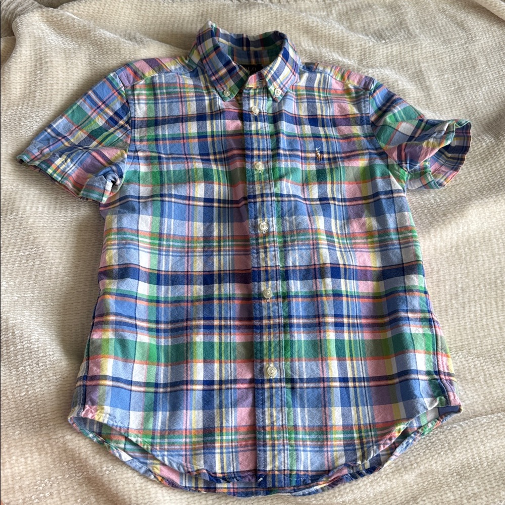 Polo Ralph Lauren boys button down short sleeve plaid shirt